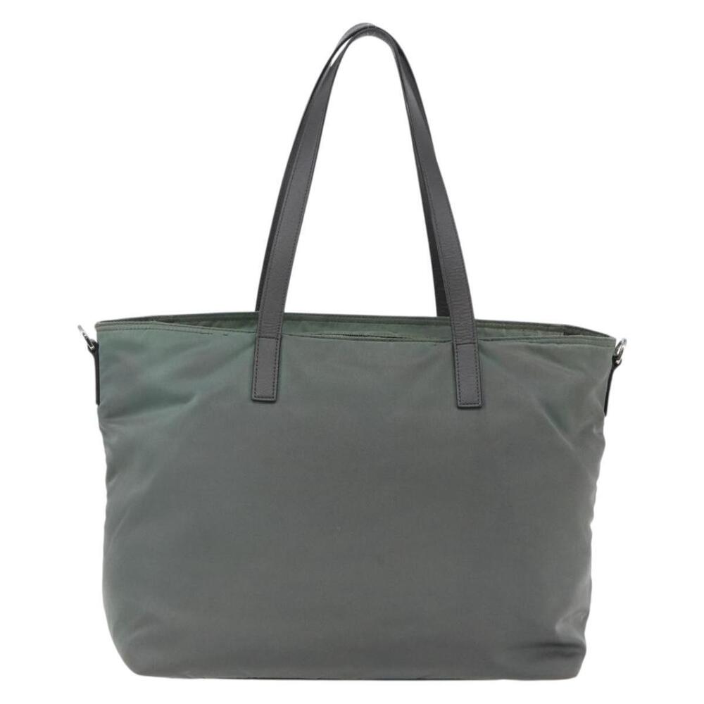 PRADA Tote Bag Nylon Khaki Silver Auth 146817 - Picture 2 of 16